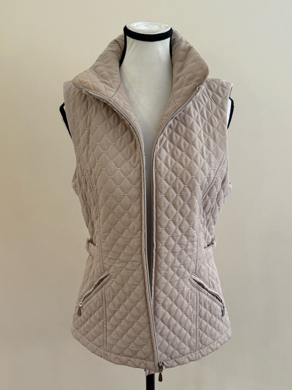 Quilted Sleeveless Vest - Light Taupe
